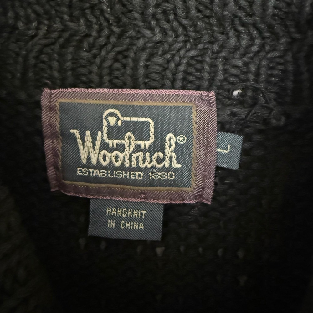 Vintage Woolrich Sweater Women Size Large Black Floral Leaf Mock Neck Knit - Picture 4 of 10